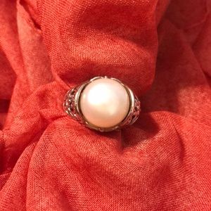 Sterling Silver with pearl cocktail ring